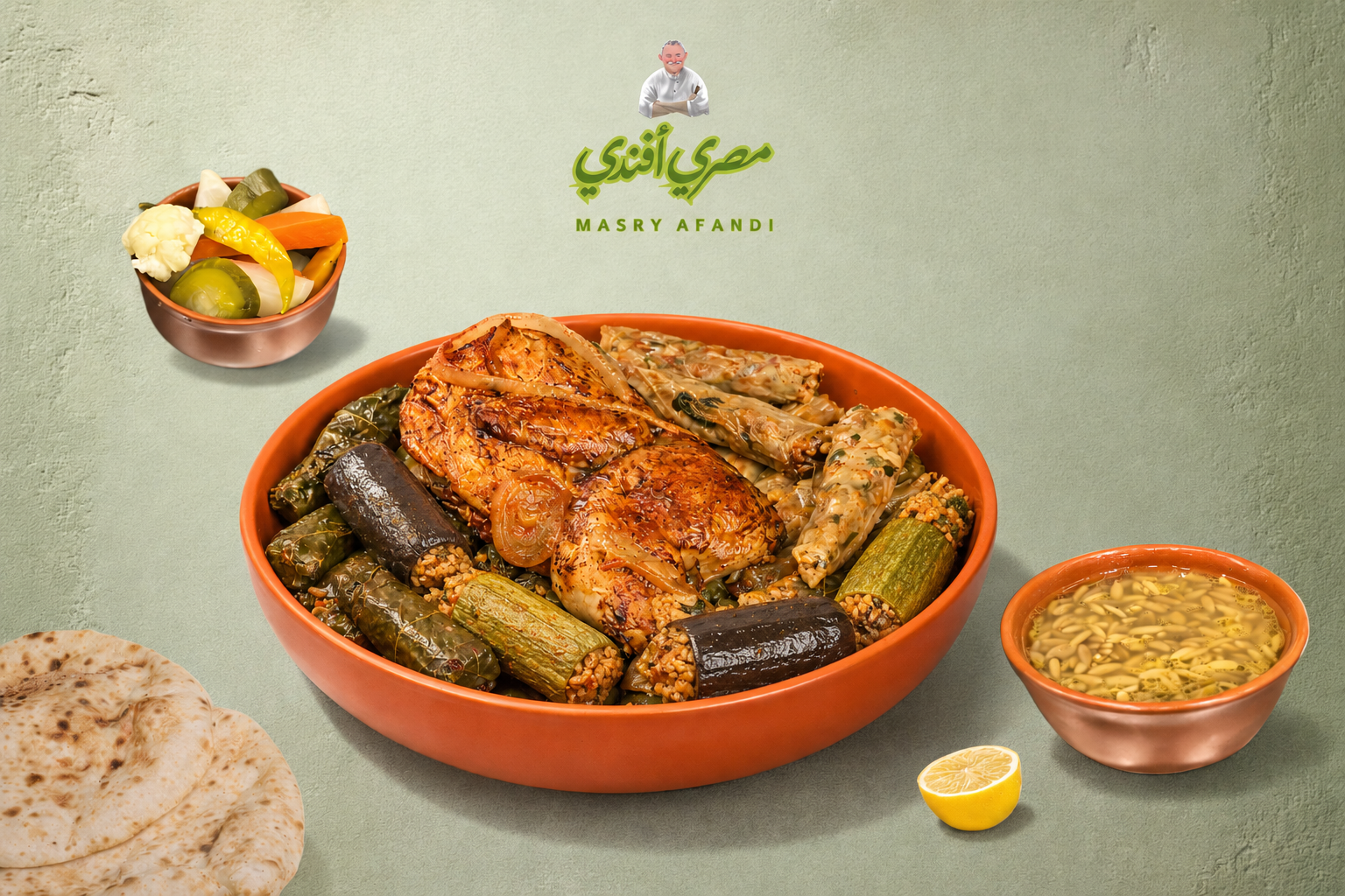 صينية محشي مشكل بالفراخ في الفرن