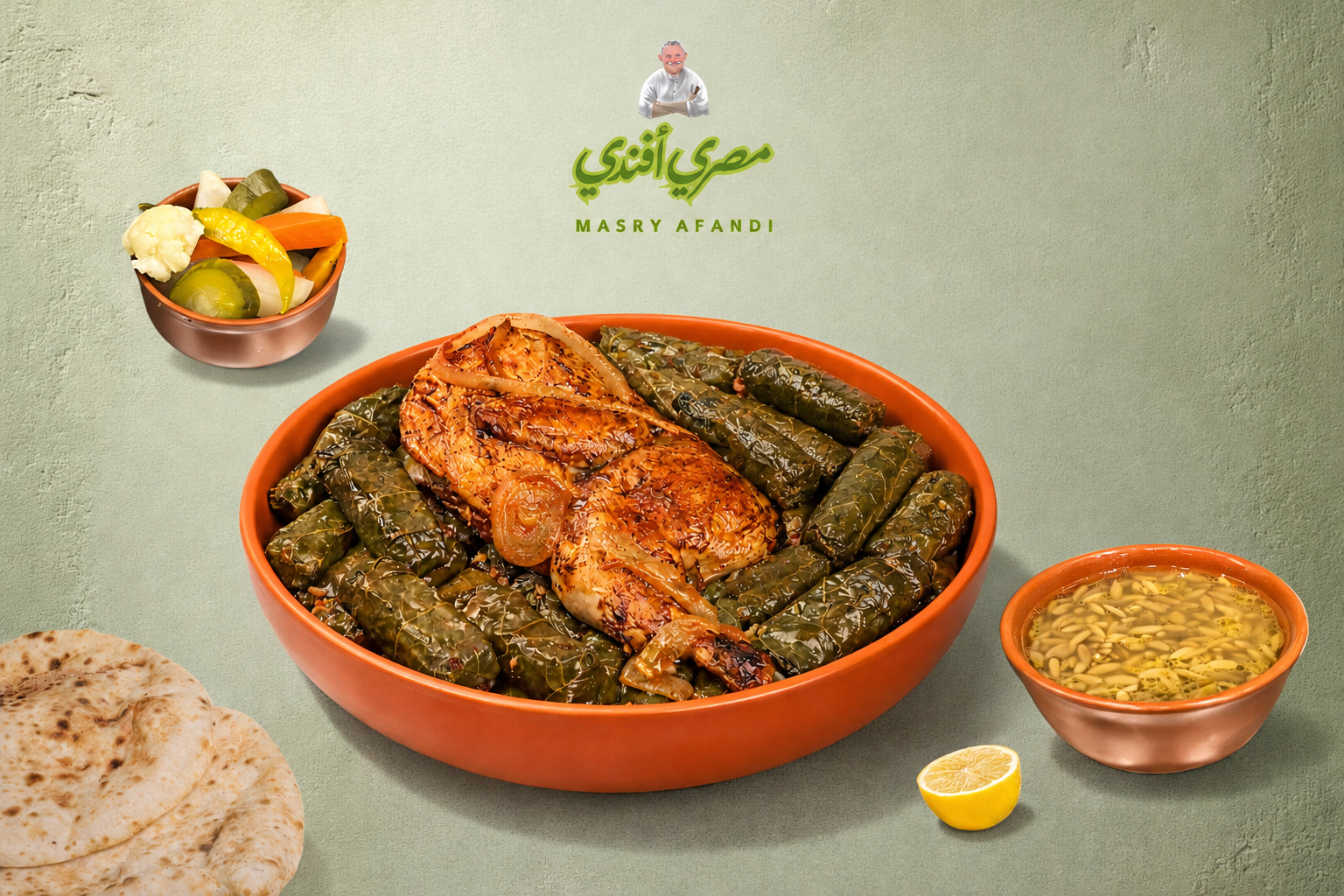صينية محشي ورق عنب بالفراخ في الفرن